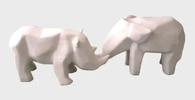 Neushoorn en olifant, biscuit