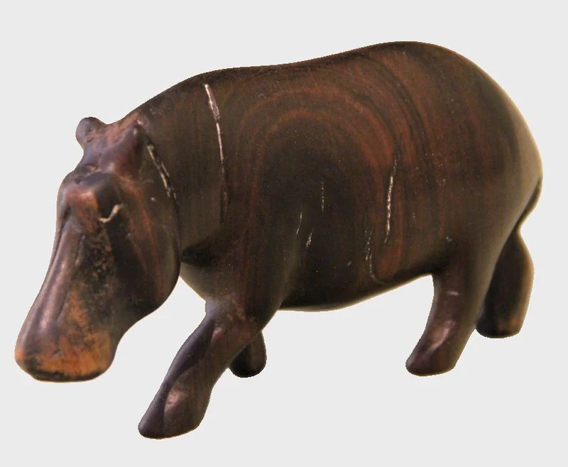 Nijlpaardje in palissanderhout - Diversen › Figuren - 11cm lang; 6.5cm hoog