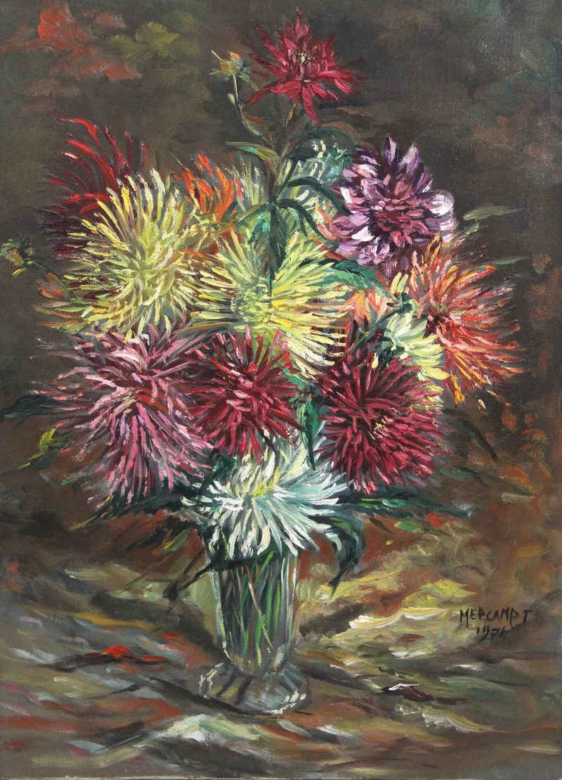 Vaas met bloemen - Diversen › Schilderijen en prenten - €95.00 - Olieverf op doek
Gesigneerd Mercampt 1971
60x45
zonder lijst