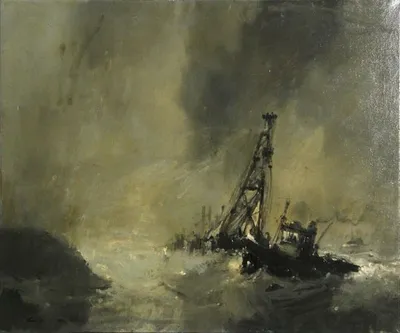 Vissersboot op wilde zee